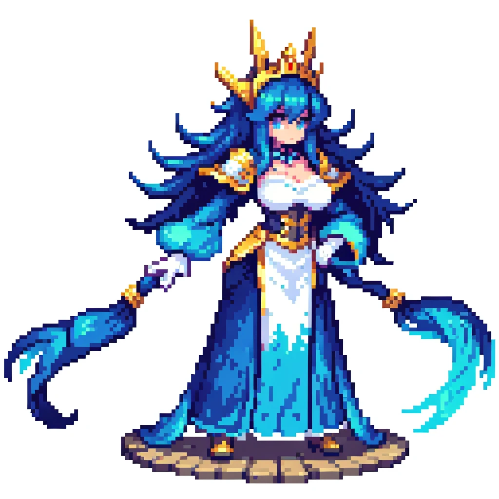 masterpiece , best quality , pixel art , 1 boss monster , fantasy clothes , full body , white background