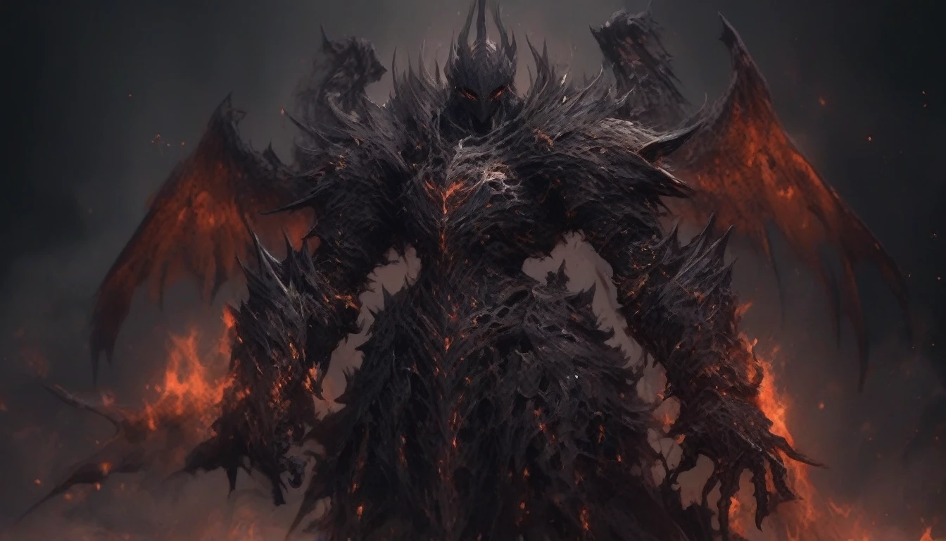 horror-themed <lora:XLKnightV1:1.0> knight in shiny molten magma black armor, (bone wings:1.2), eerie, unsettling, dark, spooky, suspenseful, grim, highly detailed, centered, looking at viewer,