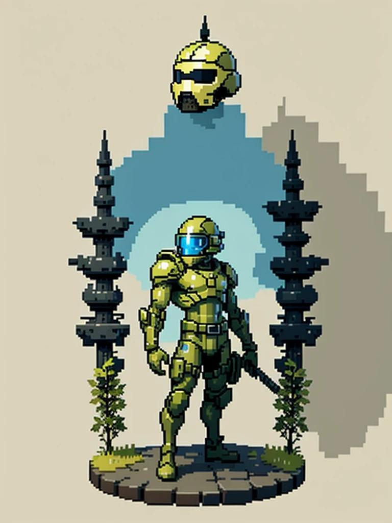 male soldier from the future with helmet, sidescroller game character