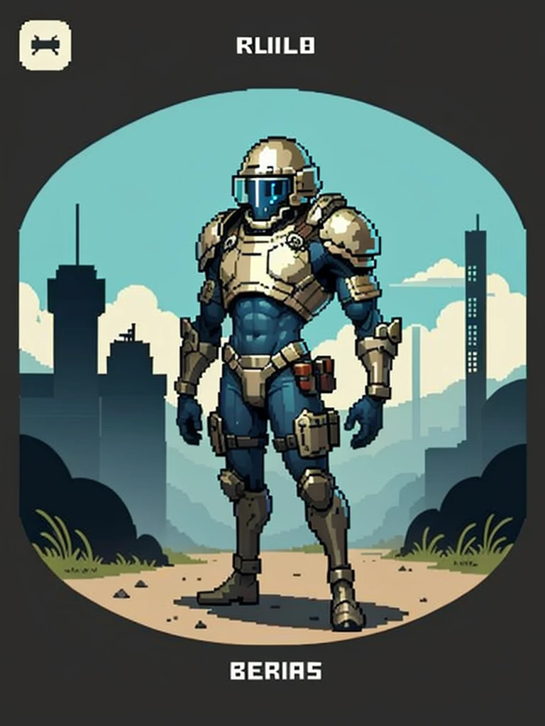 male soldier from the future with helmet, sidescroller game character