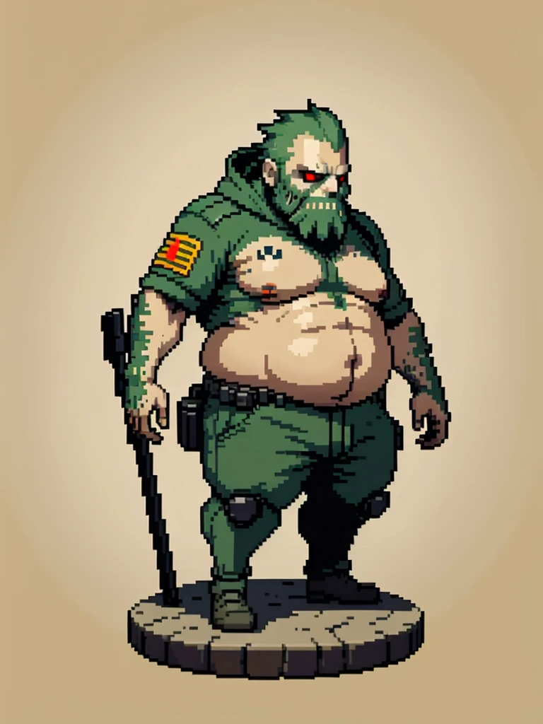 male zombie soldier, fat, sidescroller game character