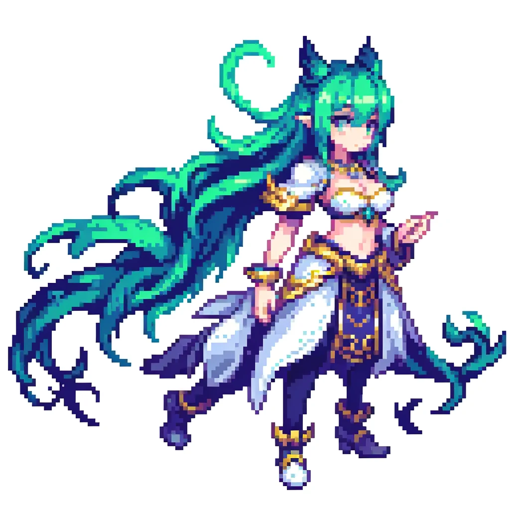 masterpiece , best quality , pixel art , 1 dragon , fantasy clothes , full body , white background
