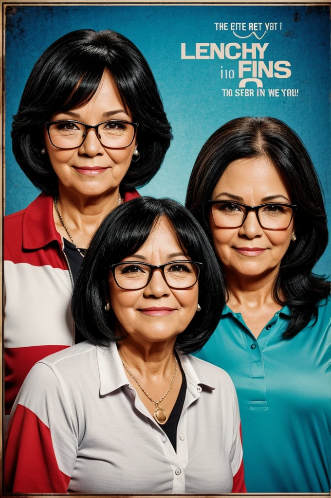 Picart style poster of two friends, a friend is 60 years old, cabello blanco y usa lentes. The second friend is chubby with black hair and is 26 years old..