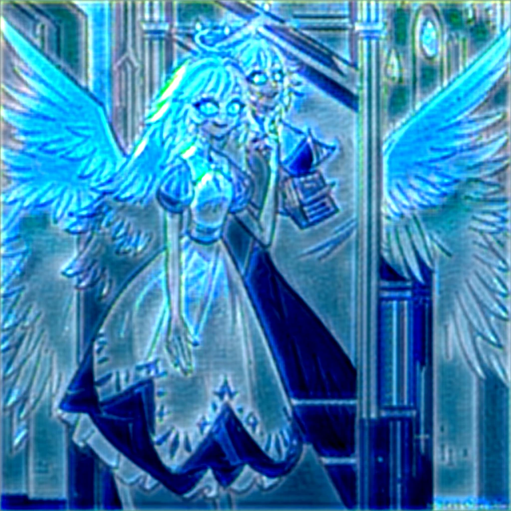 Ultra-realistic 8k CG, masterpiece, ((ultra-detailed background, delicate pattern, intricate details)), best quality, intricate details, look viewer, very detailed face, extremely detailed eyes and face, beautiful detail eyes, 1girl, solo, happy, arms behind back, wedding ,(wedding dress),white gloves, background nobody, a girl, angel, angel wings, blue eyes, colored skin, Emily, grey skin:1.2, halo, light blue sclera, long hair, closed mouth, , smile, very long hair, white dress, white hair,
