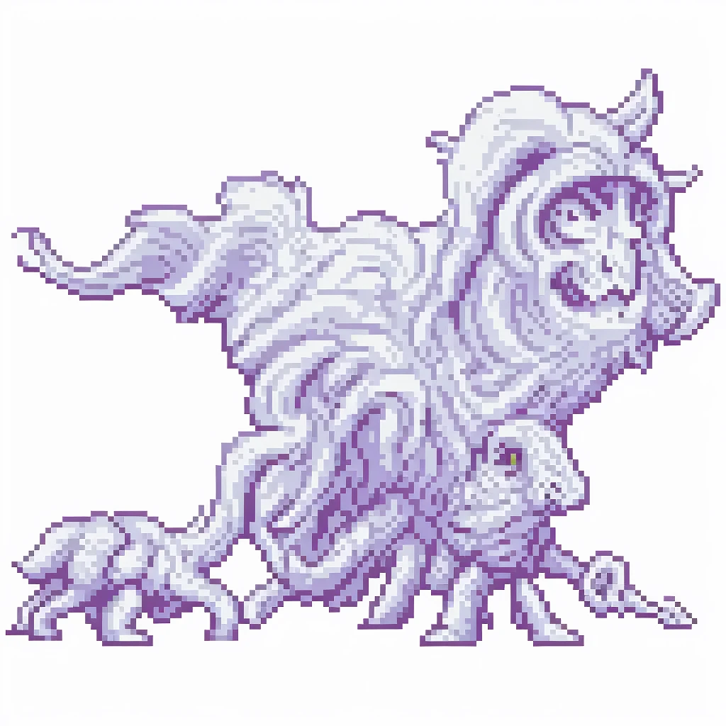 masterpiece , best quality , pixel art , 1 monster, fantasy clothes , full body , white background