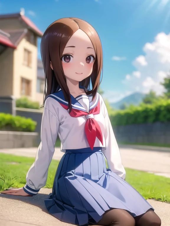 score_9, score_8_up, score_7_up, BREAK, masterpiece, best quality,1girl,takagi1,overexposure, bokeh, depth of field, atmospheric lighting, outdoors, light particles, glow, shiny, sky, light rays, sunlight,
sailor collar, red neckerchief, sailor shirt, white shirt, long sleeves, long skirt, pleated skirt, blue skirt, white socks, loafer
lying on stomach