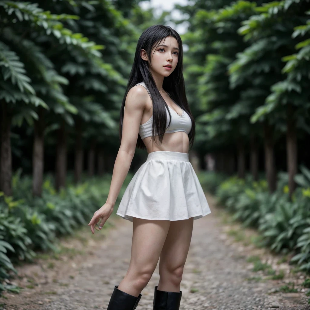 Tifa lockhart, (best quality,ultra-detailed,Realistic:1.37),beautiful detailed face,Perfect symmetry,perfectly shaped body,Perfect makeup,vivid colors,studio lighting