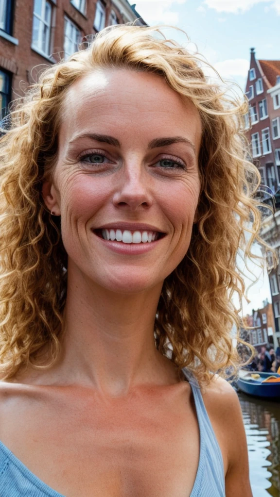 raw closeup of a stunningly beautiful woman, by the canals of holland, shops selling gouda cheese, RAW, 8K, UHD, natural lighting, perfect day, amateur, candid, extreme close up, 