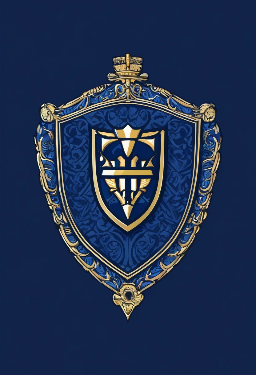 . Personal logo or insignia: Navy blue Shield , stylised crown sits atop the shield, within the shield sits a lawyer's wig, a judge's gavel and a cross. Circuit patterns and digital pixel on the background. The motto "Fillius Yeshua" at the base of the shield