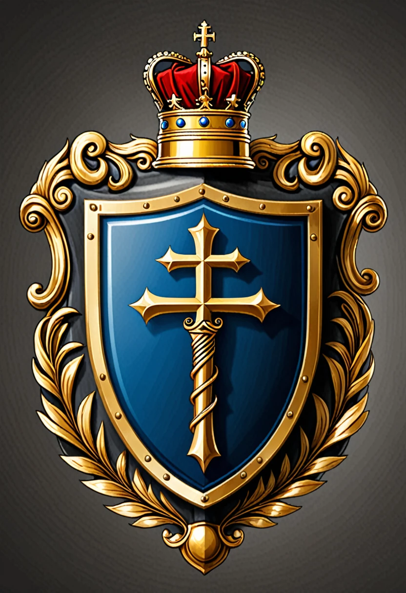 . Personal logo or insignia: Shield , stylised crown sits atop the shield, lawyer's wig, a judge's gavel, a cross. The motto "Fillius Yeshua" at the base of the shield