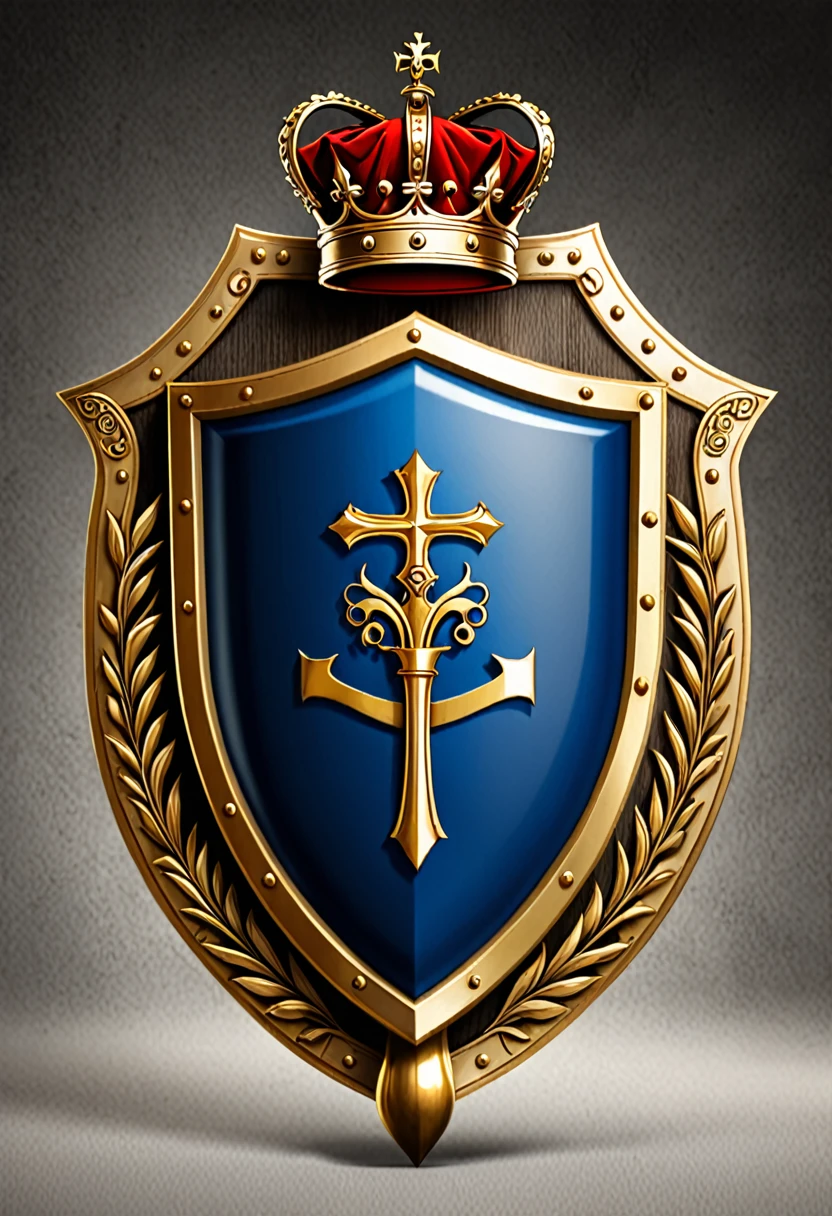 . Personal logo or insignia: Shield , stylised crown sits atop the shield, lawyer's wig, a judge's gavel, a cross. The motto "Fillius Yeshua" at the base of the shield