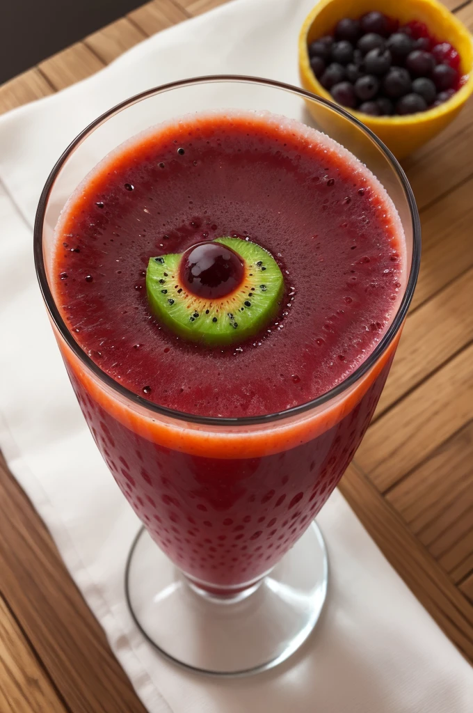 glass of Amazonian guarana smoothie with Frozen açaí consistency with a guarana eye fruit