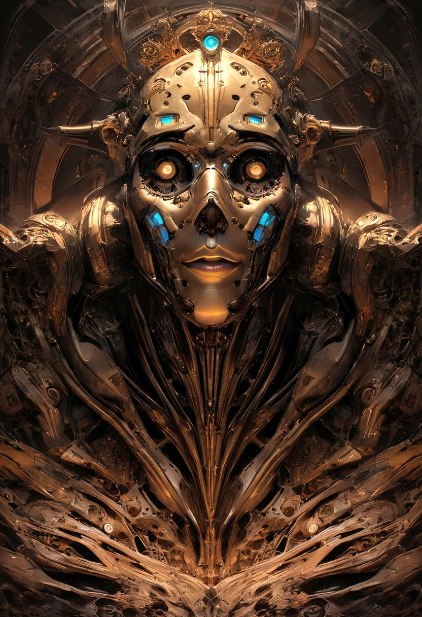full body cyborg| full-length portrait| detailed face| symmetric| steampunk| cyberpunk| cyborg| intricate detailed| to scale| hyperrealistic| cinematic lighting| digital art| concept art| mdjrny-v4 style