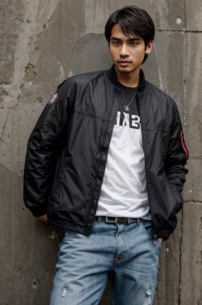 Lelaki dunia maya memakai jacket bertulisan bro'x13