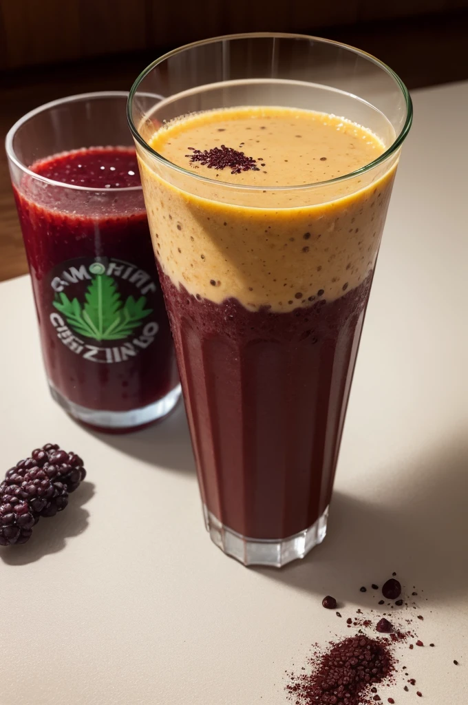 glass of Amazonian guarana smoothie with Frozen açaí consistency without fruit