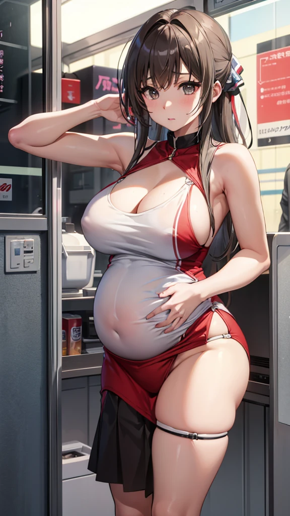 Isuzu Sento、Highest quality、Highest quality、Huge super 、Cleavage、A fawning expression、high school girl、sexual behavior、sex、Armpit、pregnancy、Cowgirl、vagina、Thighs、Knee socks、Armpit見せ、両Armpit見せ、Glare、Close-up、train、strap、Armpitチラ、Absolute area、Female organ、 slip out、strap