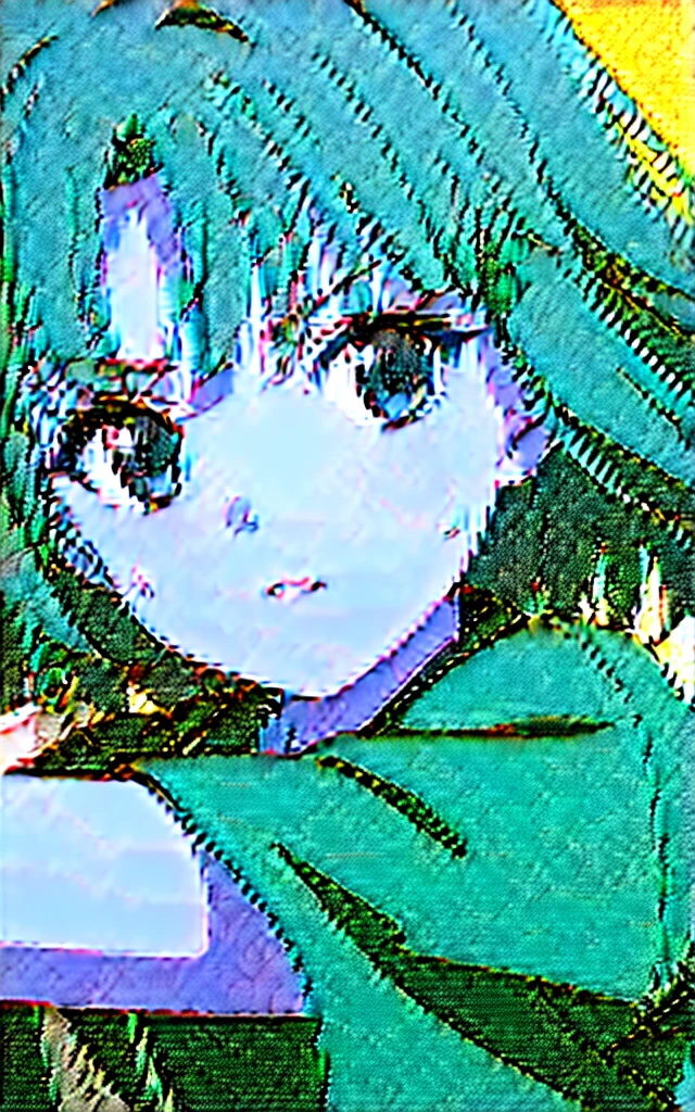 A girl with mossy hair and hazel eyes uses a sword