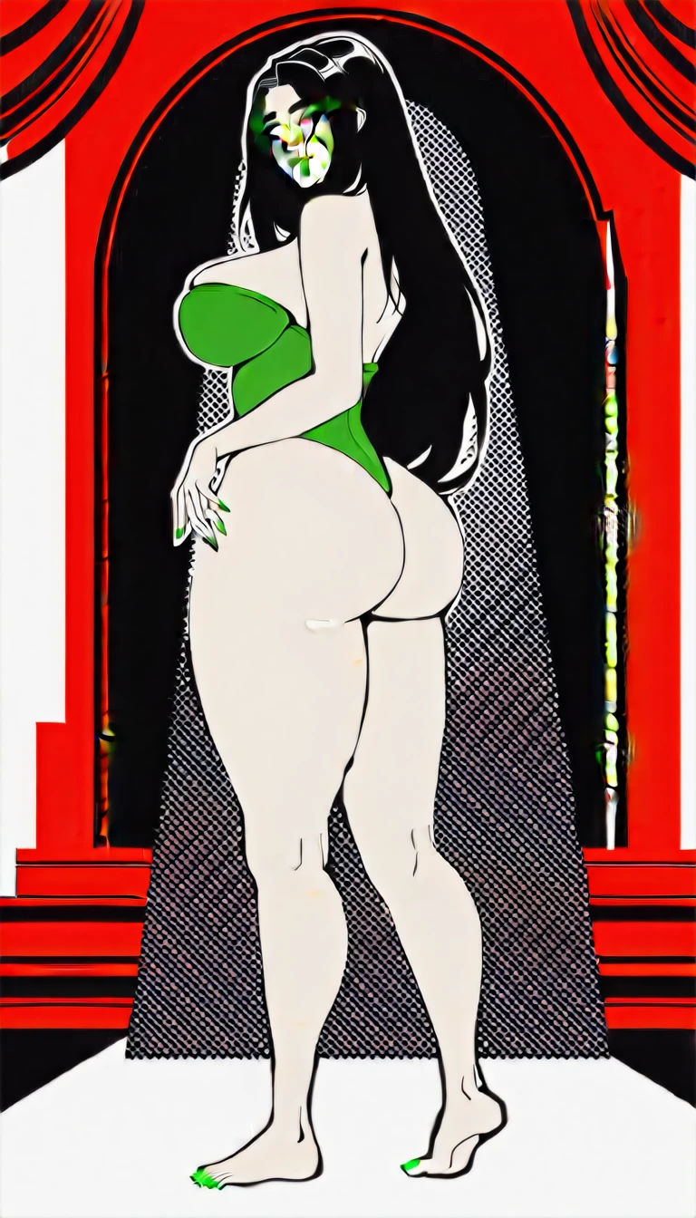 (((highly detailed))), (((high quality))), (((masterpiece))), (((beautiful))), (((full shot, back side view))), (((emily the emerald engine))), (((thomas the tank engine))), (((hella_p))), locomotive humanoid, athletic female, (((5 fingers))), (((5 toes))), big , large ass,(white body, white skin))), emerald green nails, emerald green eyes, emerald green lipstick, eyelashes, eyeliner, black hair, (((light skin))), (((black eyebrowns))), (((thin eyebrowns))), very long hair, (((ass len hair))), Ironed hair, hair on the forehead, bubble ass, (((bu))), but(emerald g highleg one pice swimsuit with gold strip))), (((cleavage))), (((feet d, fingers, humanoid feet, humanoid hands, (((horny face))), in love to the r, large bum, looking at viewer, nails, partially visible vulva, (((protective mother countenance))), pose, (((standing))), sensual eye, bedroom eyes, sensual body, smile, soles, soft soles, arched soles, tiptoes, feet blush, (((sole blush))), solo, sheap space, lying up, feet up, thick thighs, thighs together, toes, (((voluptuous))), large thigs, (((high thighs))), (((high hips))), wide hips, curvy figure, curvaceous, absurd res, hi res, signature, in a spaceship next to a large window space