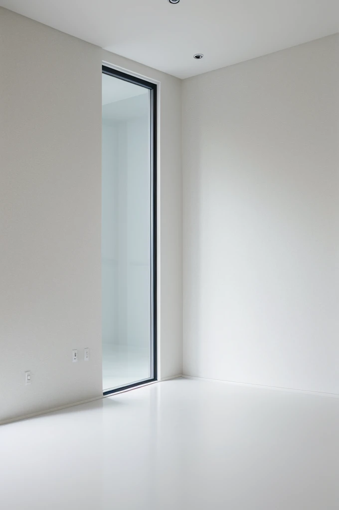 a white empty room, the left wall is a window
