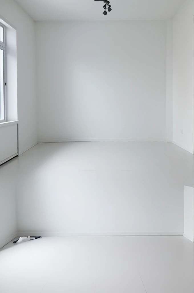 a white empty room, the left wall is a window ((1280x 720x))