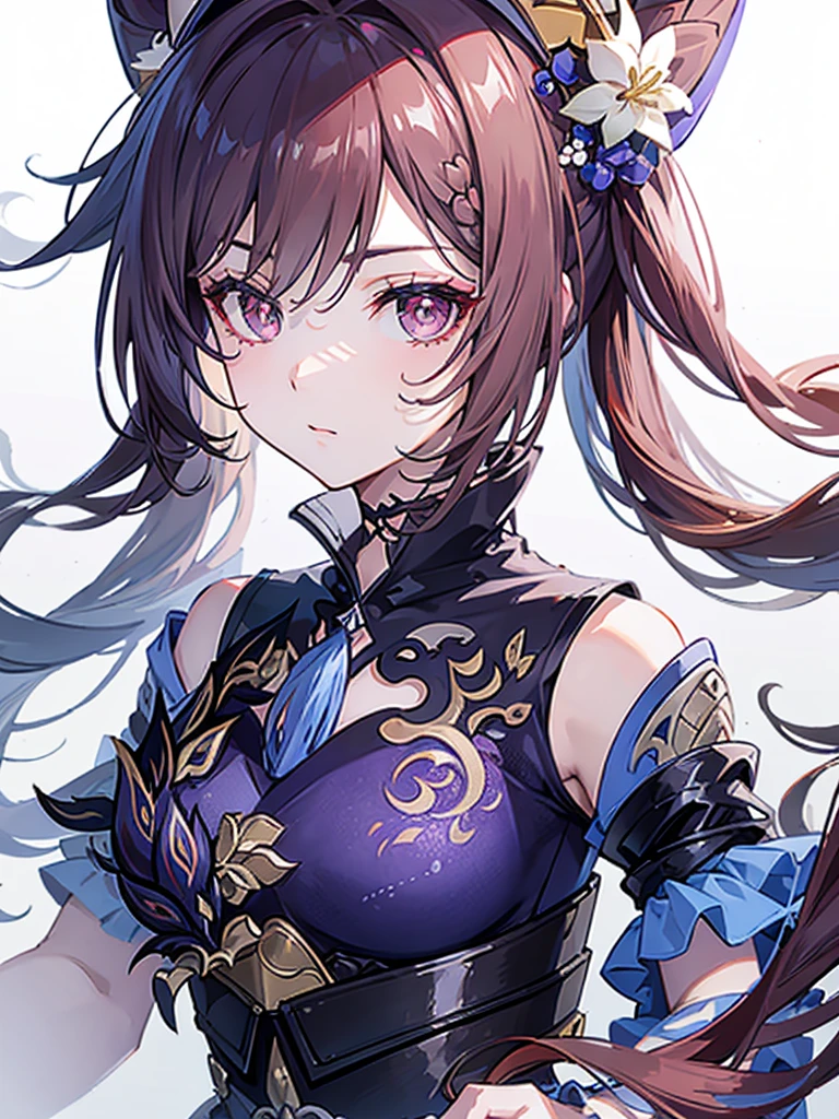 face, closeup, closeup shot, shiny hair, shiny clothes, shiny, extremely detailed eyes, extreme details, realistic, cinematic, detailed, masterpiece, 4k, 8k, , PunkAI,, FantasyAI_Burple,, indoors, hu tao (genshin impact), genshin impact, hat, symbol-shaped pupils, red eyes, brown hair, star-shaped pupils, flower-shaped pupils, bangs, black nails, black headwear 