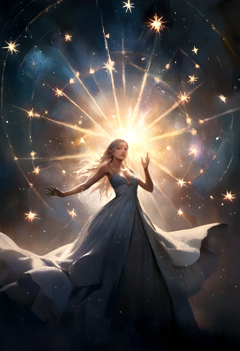 Create a realistic image of something that resembles a shower of stars