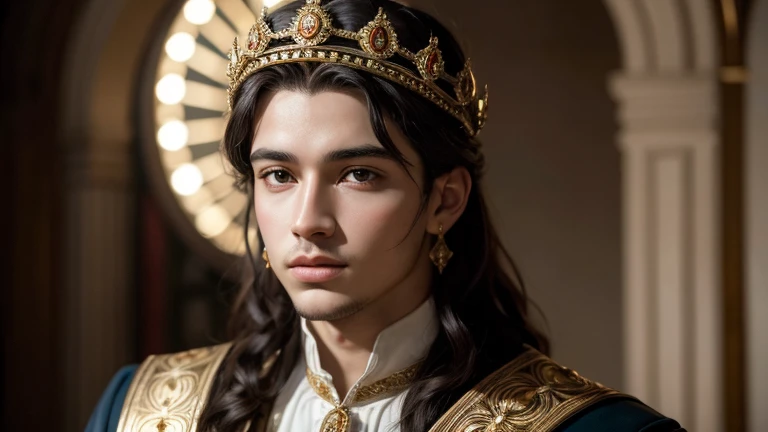portrait of young King Solomon, cinematic lighting, profundidade de campo, bokeh, Realismo, fotorrealista, hyperRealismo, Fotografia profissional, Ultra HD, dslr, hdr