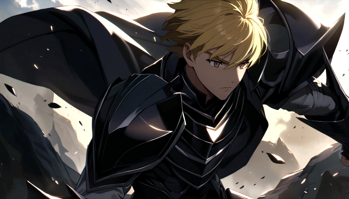 boy Short Hair Blonde anime battle Black Knight