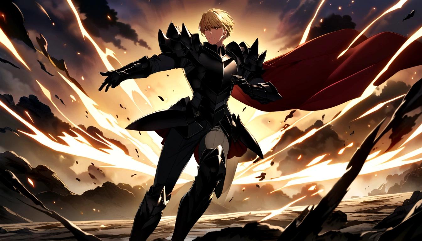 boy Short Hair Blonde anime battle Black Knight