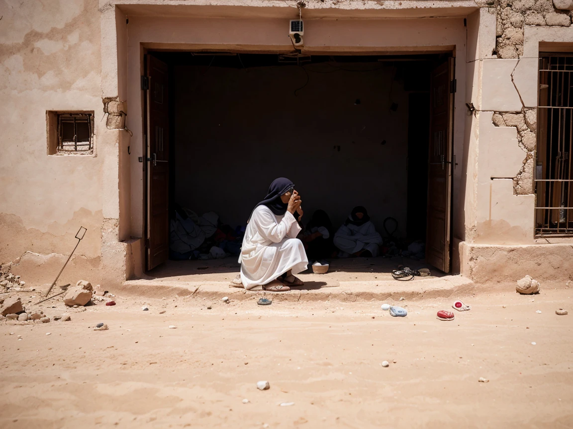create an image of communication in times of crisis in al haouz area in morocco , for example in the earthquake . 