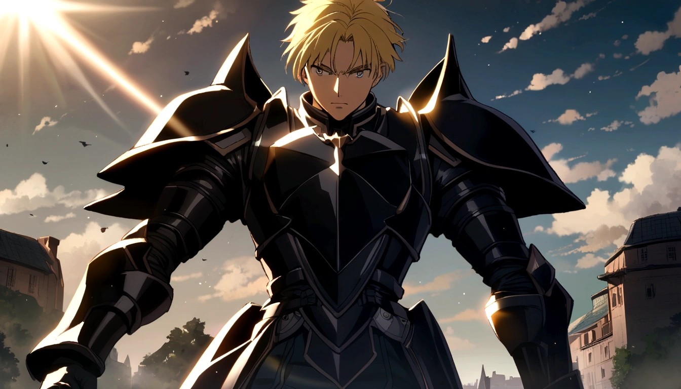 boy Short Hair Blonde anime Black Knight
