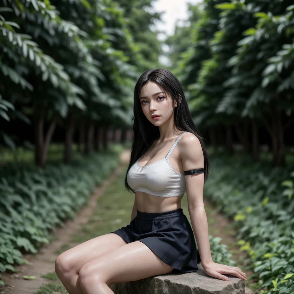 Tifa lockhart, (best quality,ultra-detailed,Realistic:1.37),beautiful detailed face,Perfect symmetry,perfectly shaped body,Perfect makeup,vivid colors,studio lighting