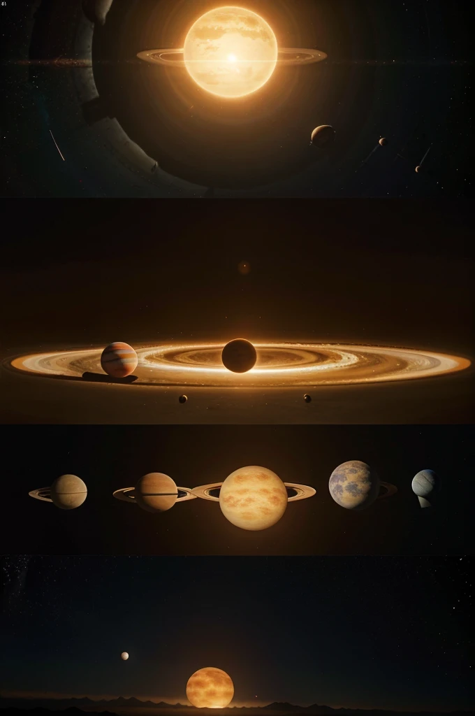 Size comparison between sun and the 8 of the planets