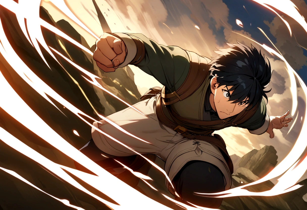 boy Short Hair Black Hair anime Adventurer battle