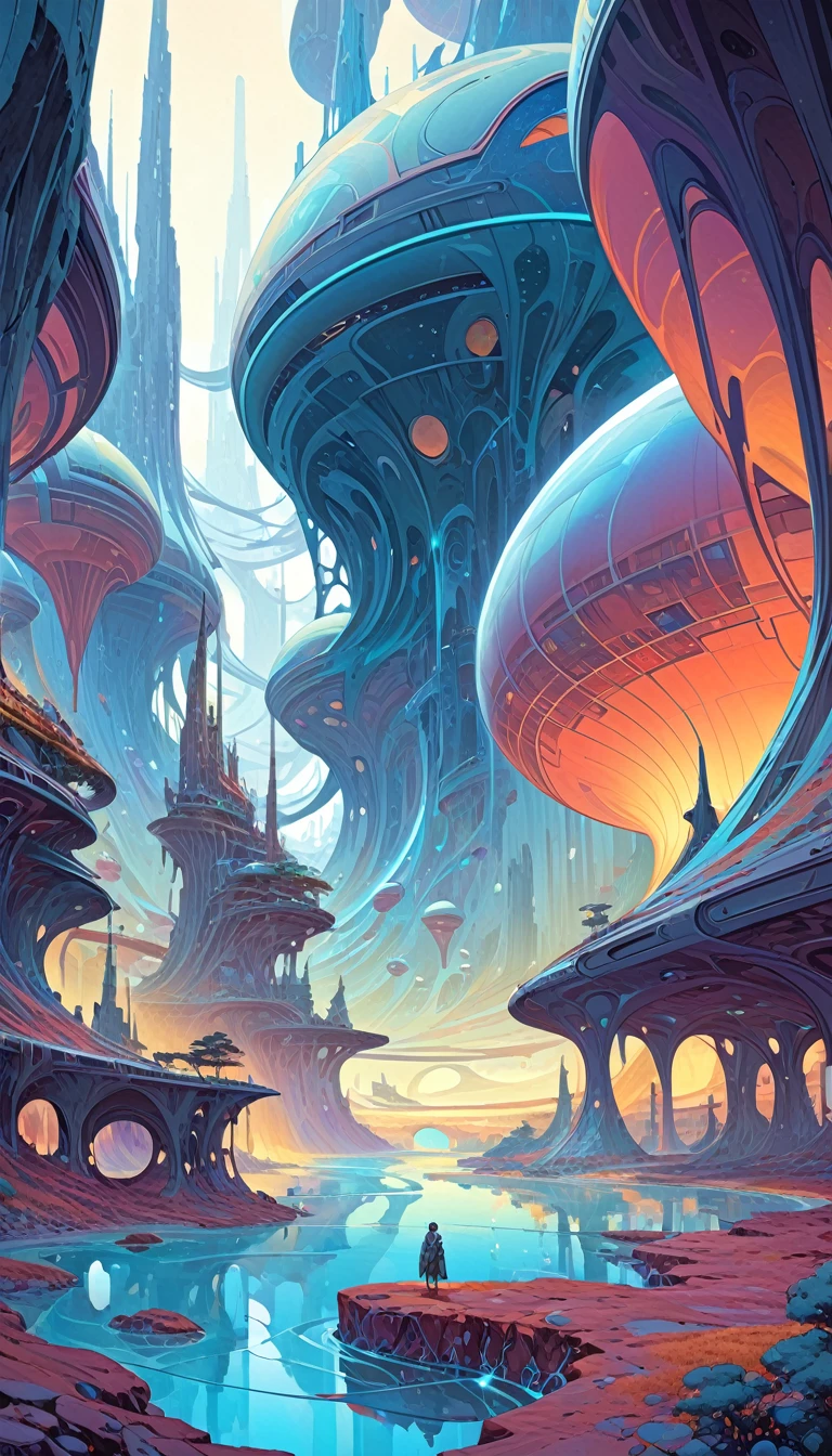 great futuristic landscape:1.5, night (inspired by art by Moebius). oil painting)
