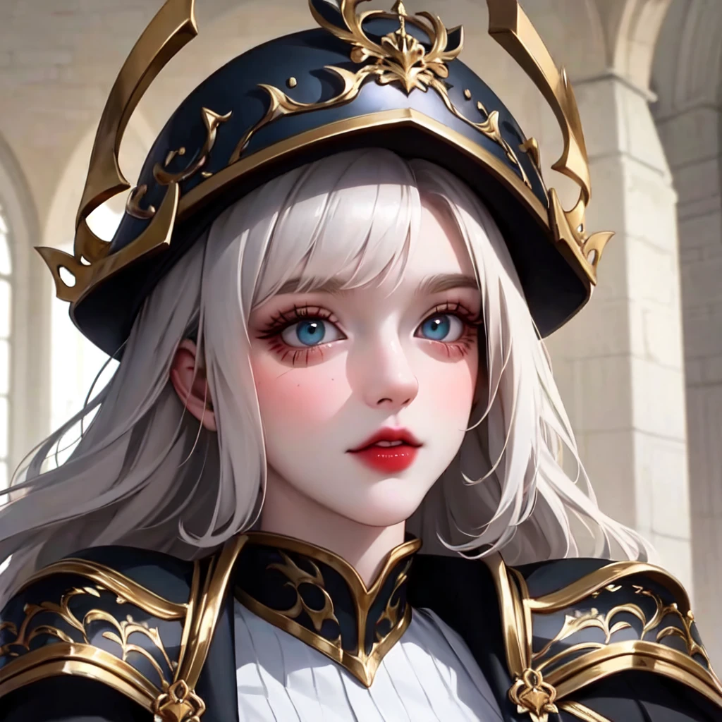 ((Realistisch)), filmische Aufnahme, Kino, Foto referenziert, highest quality, good quality, (Detailliertes Gesicht und Augen:1.1), a giant knight in black armor, ((kompliziert helmet)), Face Mask Armor, ((big eyes)), schwarze Sklera, Auf dem Land, schwarze Augen, Untergrundstreuung, kompliziert (hohe Detailgenauigkeit), ((Niedlich)), (detaillierte Haut:1.1), shiny skin, Fotorealismus, volumetrische Beleuchtung, magische Kreise, eine Burg im Hintergrund,