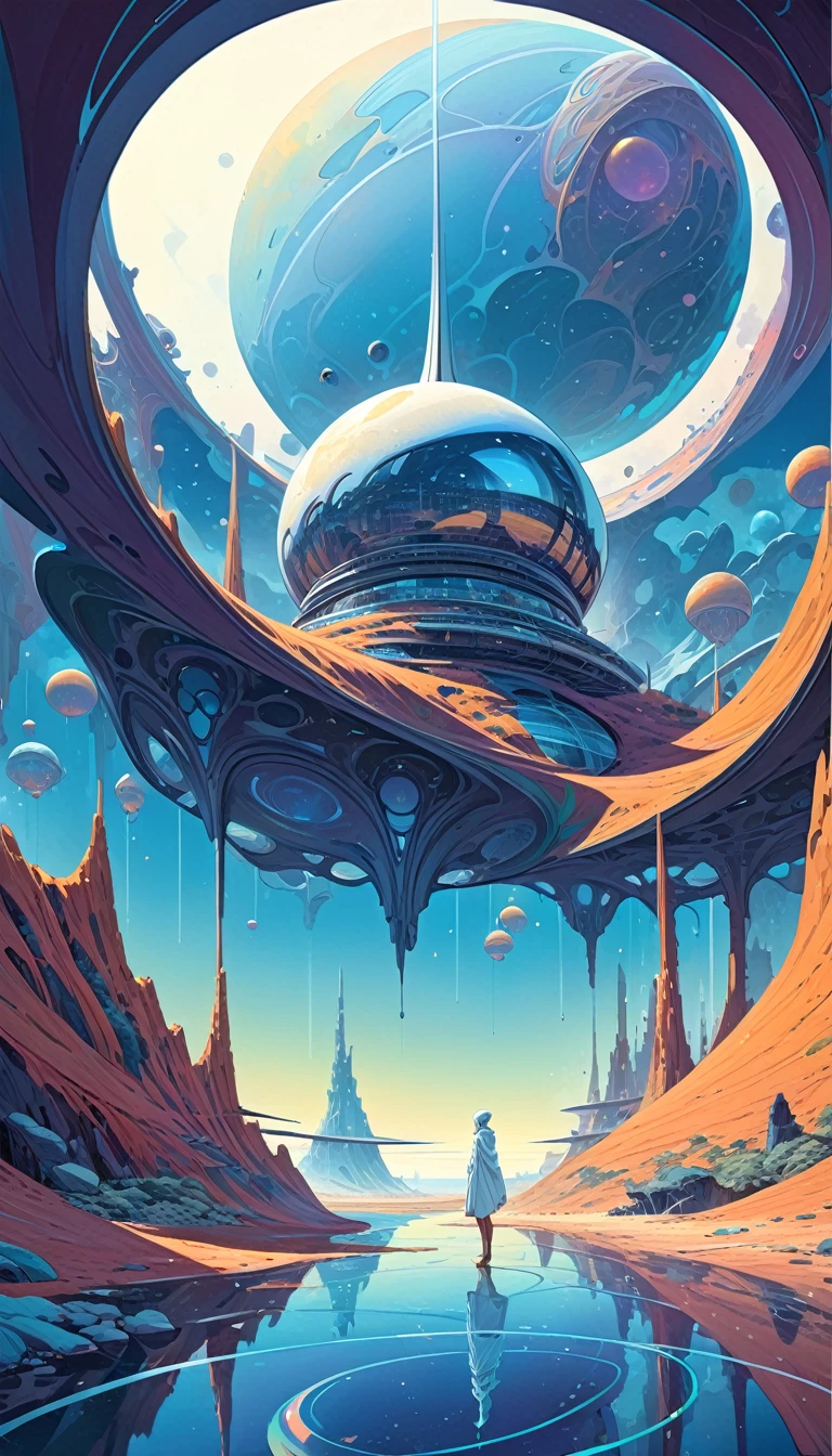 great futuristic landscape:1.5, night (inspired by art by Moebius). oil painting)