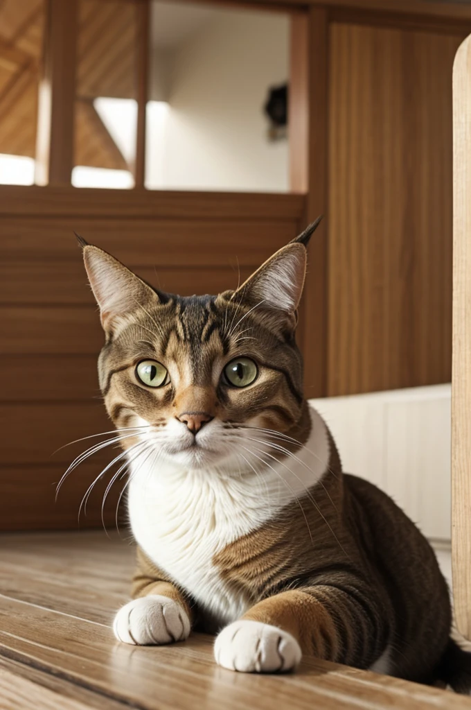 Imagen de un gato feliz mirando la camara