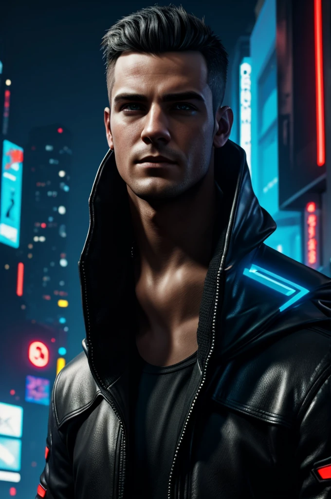 Change background cyberpunk handsomeboy, realistic face, 8k, ultra realistic]
