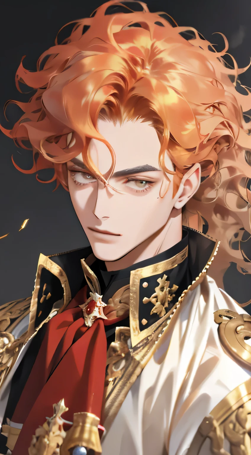one boy,Bright eyes,Golden hair,wavy curly hair,conservatively dressed,Red earrings,𝓡𝓸𝓶𝓪𝓷𝓽𝓲𝓬,elegance,young,pop art,Hyperresolution,accuracy,Detailed rendering,(cute face picture)(Picture of graceful hair)(top quality)(Workshop masterpieces)(High degree of completeness)(A sense of atmosphere)chedevr,ultra - detailed(half body portrait)