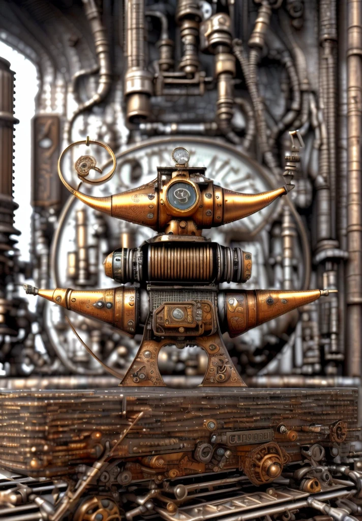 hay un objeto de metal con una llama, 3d, rendido, steampunk, art nouveau renderizado de octanaje, robot steampunk, arte digital steampunk, representado como un render 3d, renderizado en keyshot, airbrush rendering, ciber steampunk 8k 3d, pixar. renderizado de octanaje, Steampunk automaton. renderizado de octanaje, steampunk design, renderizado digital