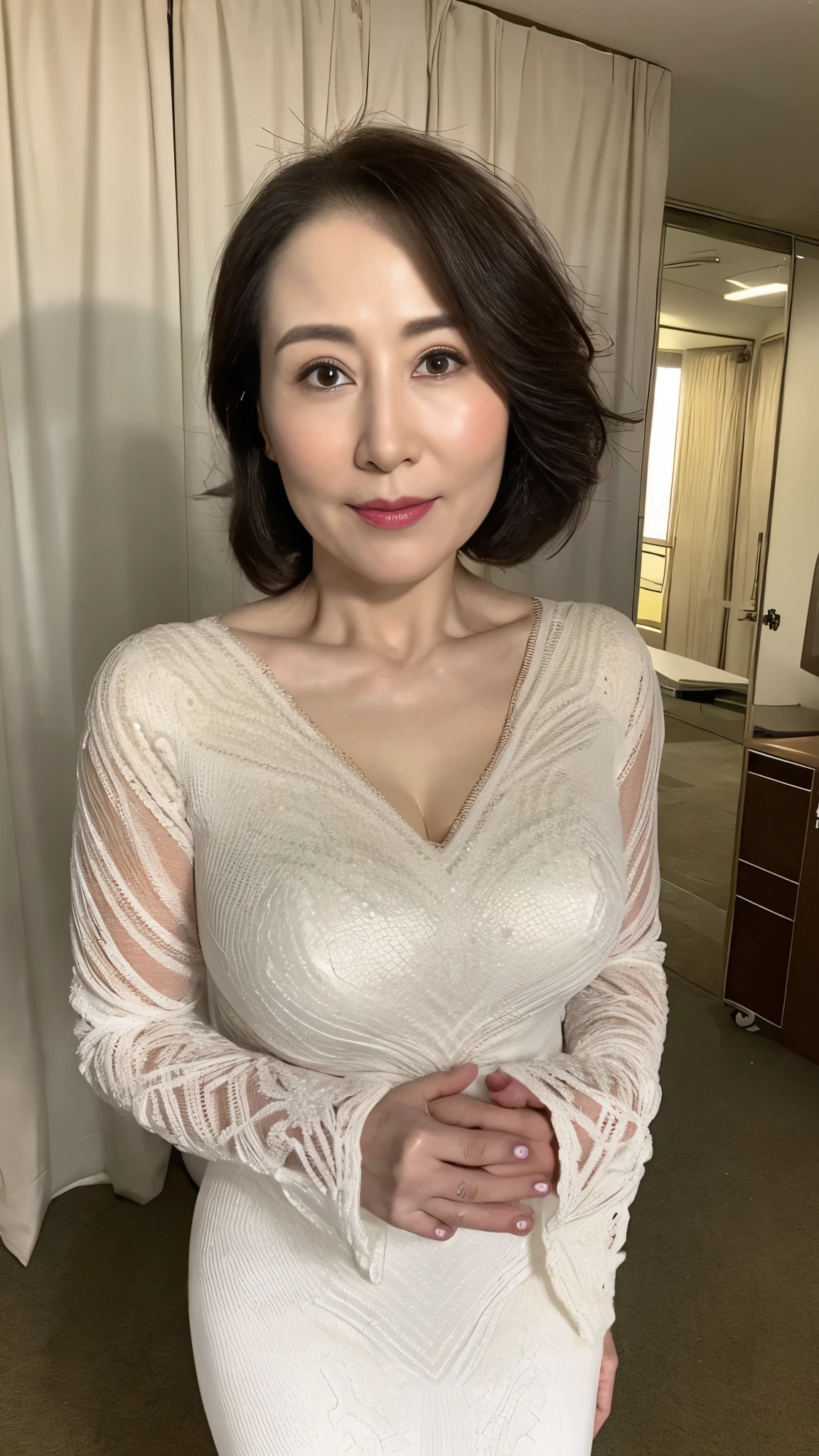 Late Elderly, gravure, From the chest up, Heavy makeup, Highest quality, Super detailed, Realistic, Highly detailed skin, Perfect Anatomy, (1 Japanese Mature), (alone), 100 years old, Big Breasts, Mature Pornstar, Glamour, Sexy, Chromo White Skin, View Viewer,