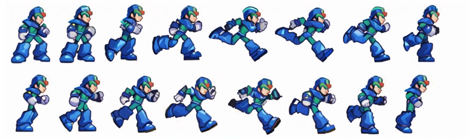 a close up of several different types of blue and green characters, Folha de sprite, Folha de sprite, Mega homem, mario Folha de sprite walk cycle, megaman, sprites, ator 2ds, ator de videogame, ator 2d, conjunto de sprites HD de alta qualidade, super nintendo game sprite, water elves, super super dynamic dynamic pose