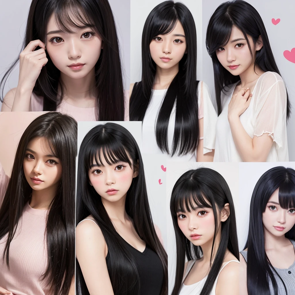 Japanese girl、Black Hair、straight、Long Hair、Wearing 、Blushing、Anime-style drawings