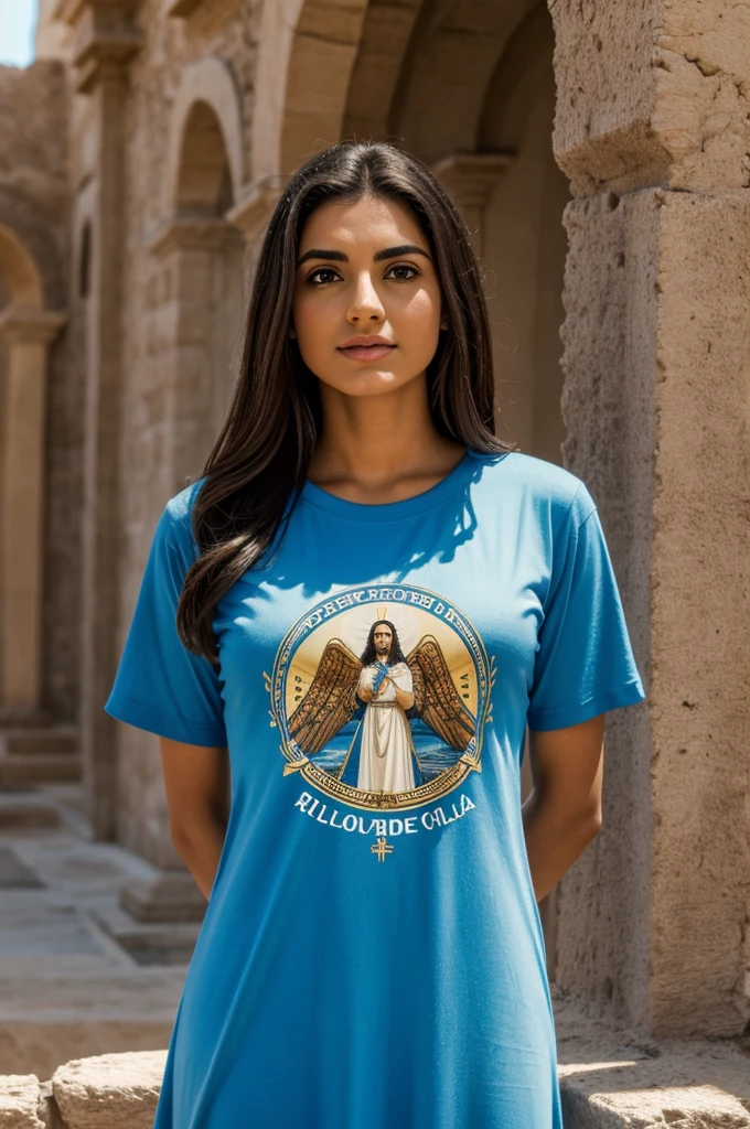 Jesus de la biblia (en tiempos modernos) (vestido de mezclilla) (tiene puesta una playera de una aguila real) 