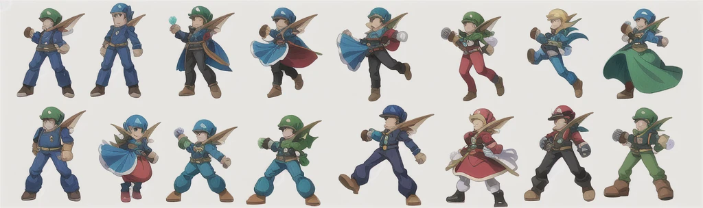 a close up of several different types of blue and green characters, Folha de sprite, Folha de sprite, Mega homem, mario Folha de sprite walk cycle, megaman, sprites, ator 2ds, ator de videogame, ator 2d, conjunto de sprites HD de alta qualidade, super nintendo game sprite, water elves, super super dynamic dynamic pose