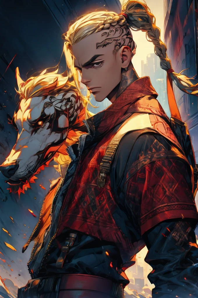 draken 1male 1men 1man
blonde hair
braided ponytail
black eyes
tattoo