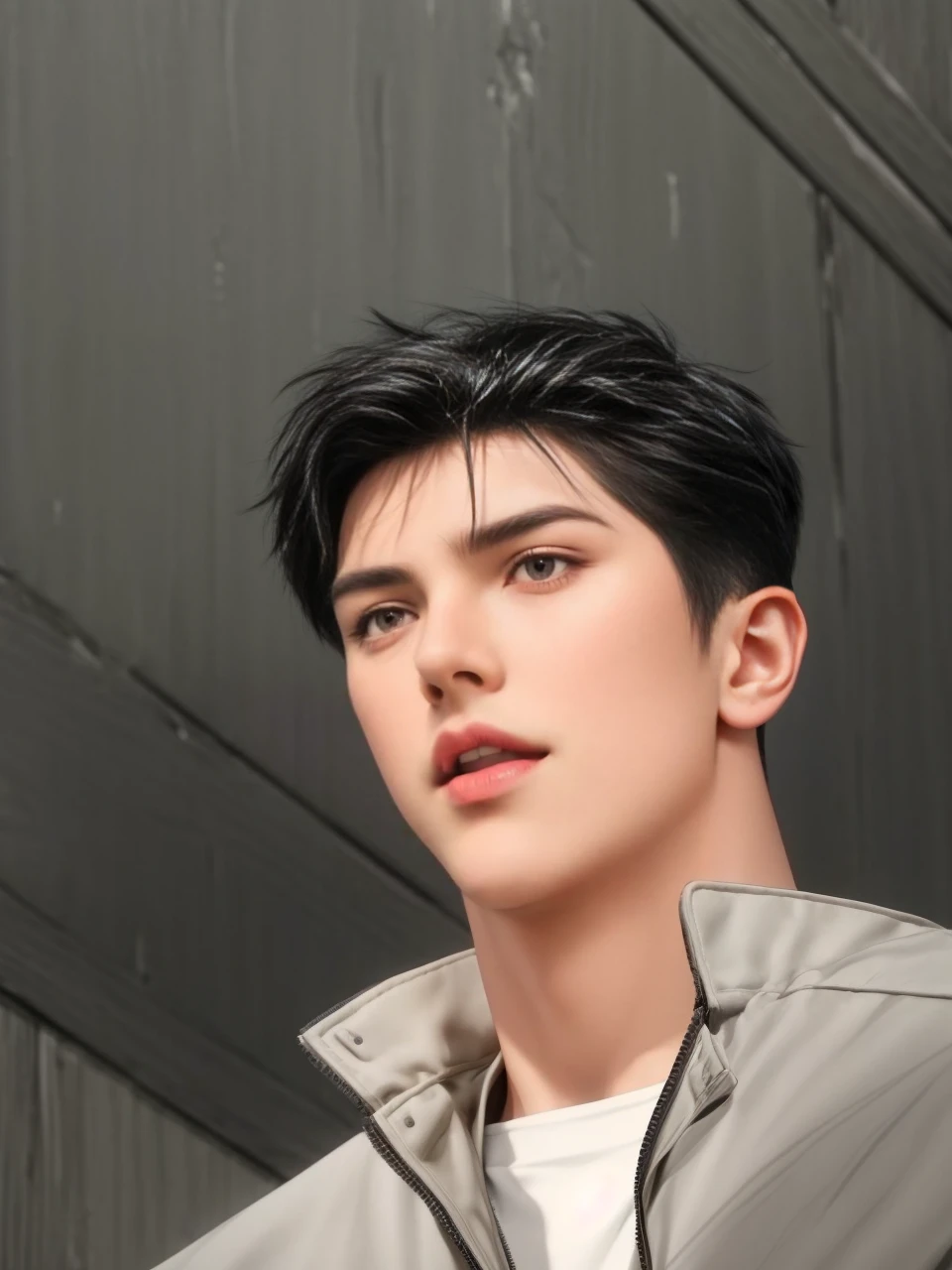 masterpiece, 1boy, adults, handsome, black hair, undercut hair, perfect face, detailed eyes and face, black eyes, clean shaved, muscular, capturing a rural atmosphere, dynamic lighting, unreal engine 5,