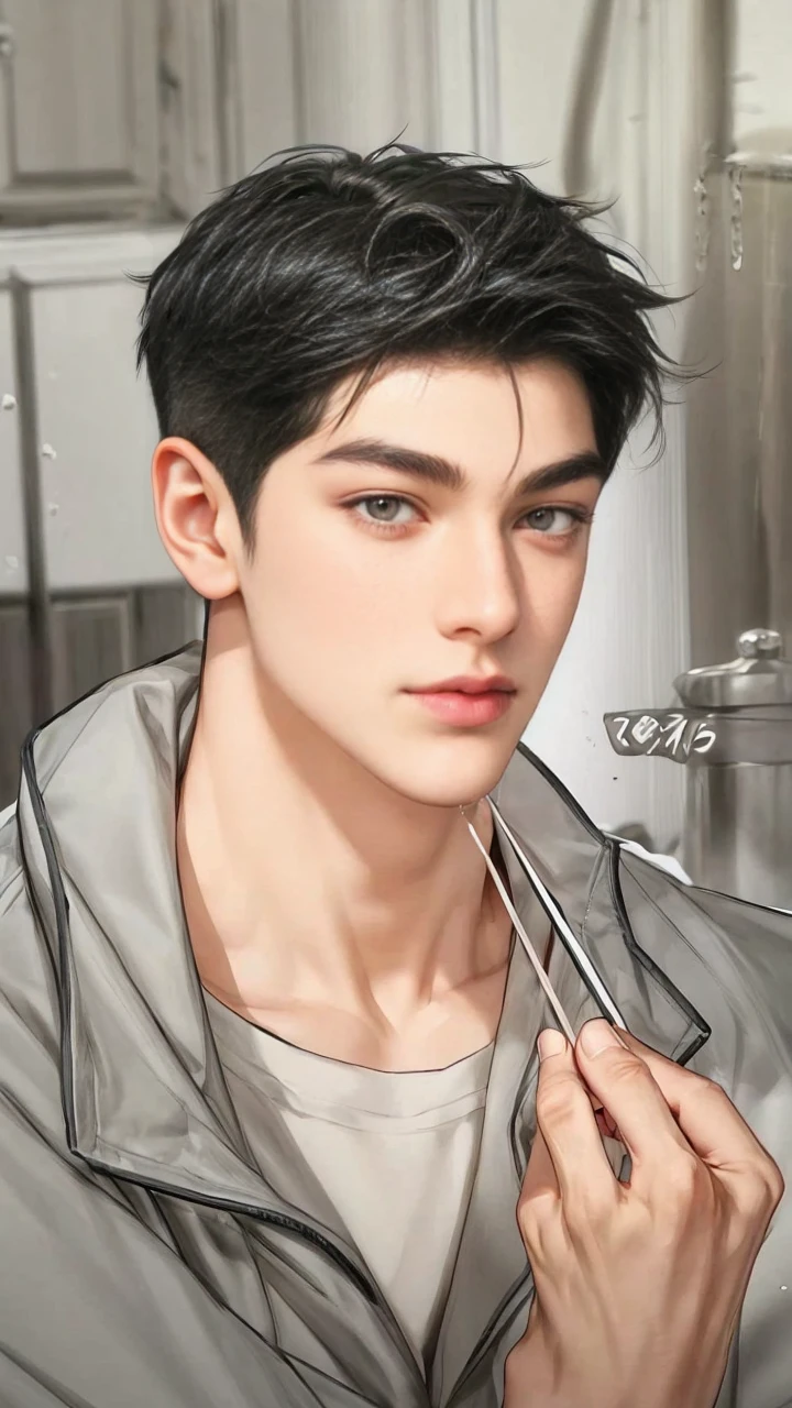 masterpiece, 1boy, adults, handsome, black hair, undercut hair, perfect face, detailed eyes and face, black eyes, clean shaved, muscular, capturing a rural atmosphere, dynamic lighting, unreal engine 5,