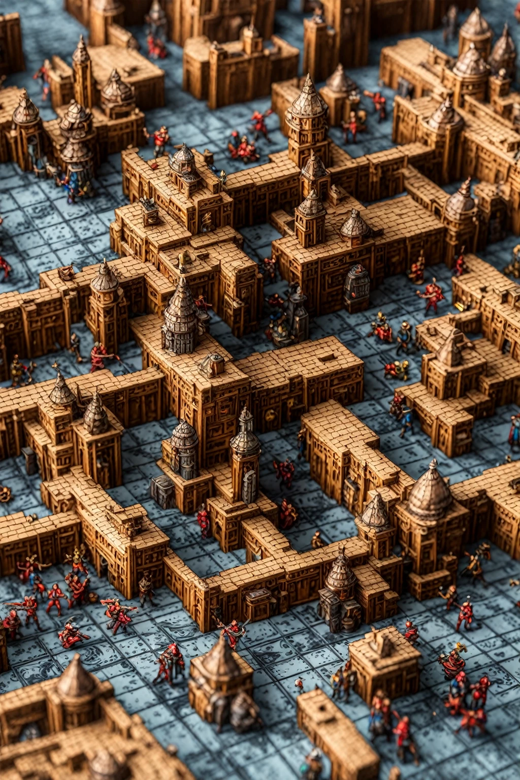 singe style dungeons & dragon old cardboard big city in the back ground doom day